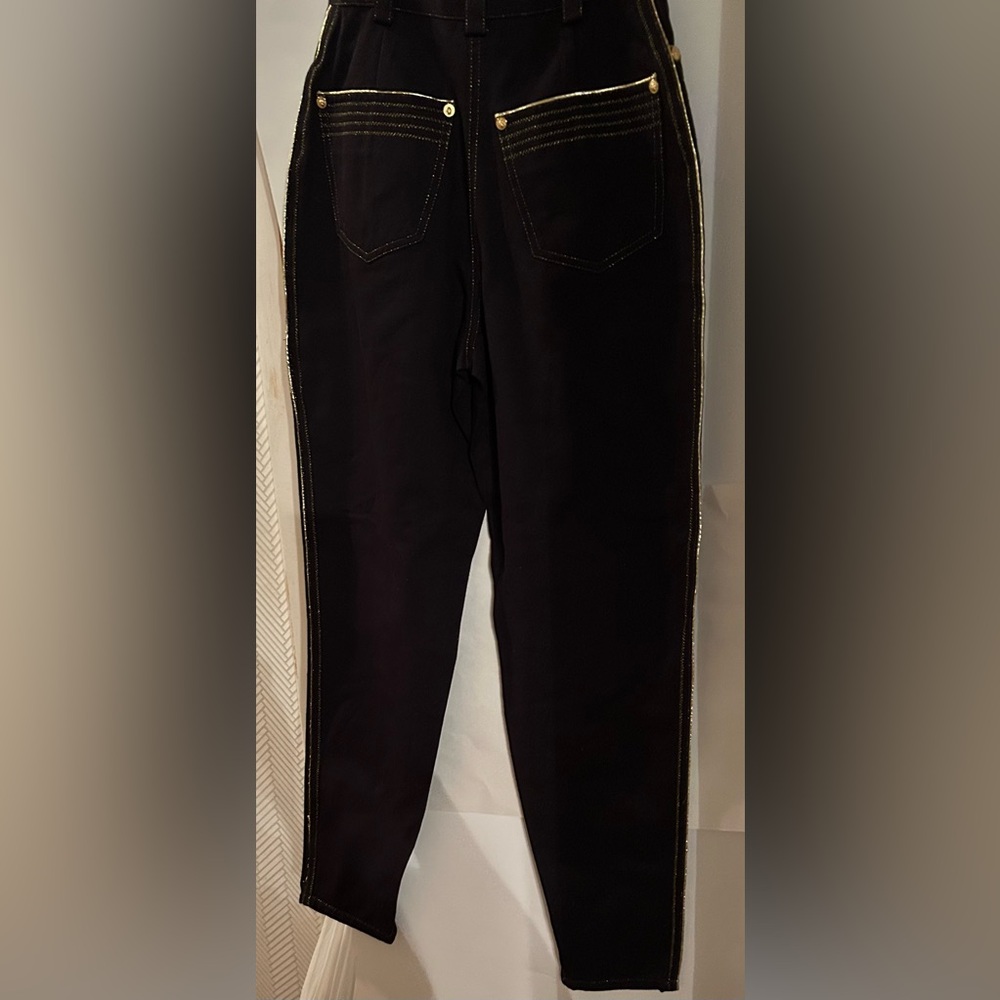 New Versus Versace Black Stretch Jeans Gold Piping size 28/42 Small made Italy - Picture 9 of 16